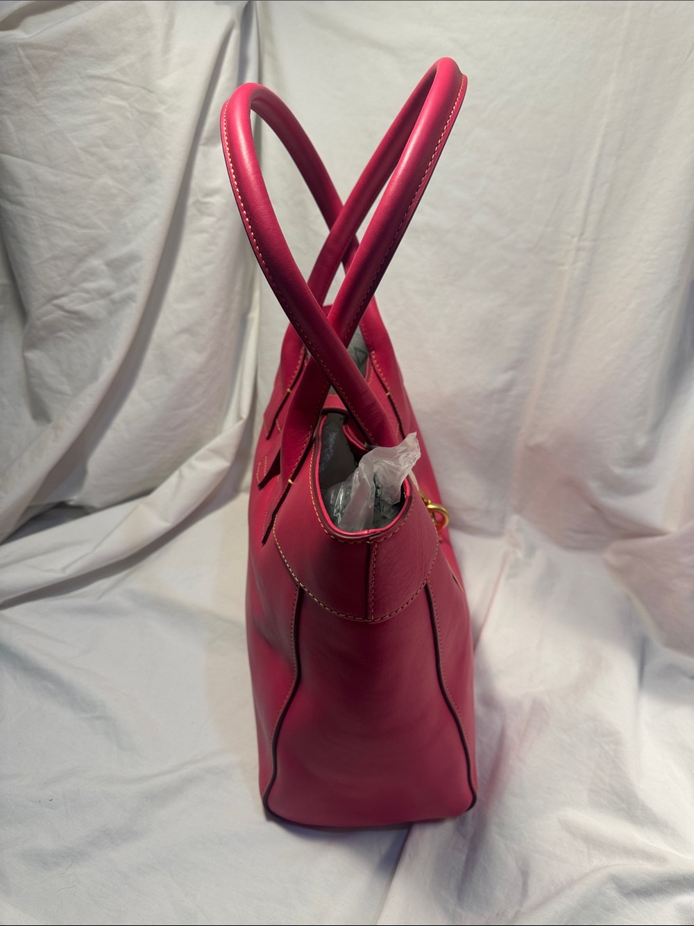 Dooney and Bork Pink Leather Tote Bag with Gold Hardware - Picture 6 of 13